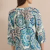Blouse met 3/4-mouwen, split in de hals en print - Afbeelding 3