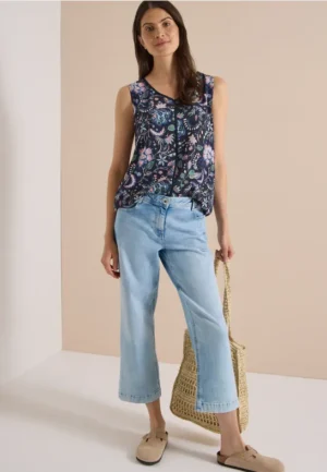 Blouse met V-hals en print