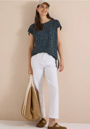 Blouse met afhangende schouders en strik