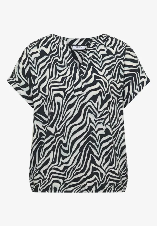 Blouse met gespleten hals en zebraprint - Afbeelding 2