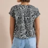 Blouse met gespleten hals en zebraprint - Afbeelding 3