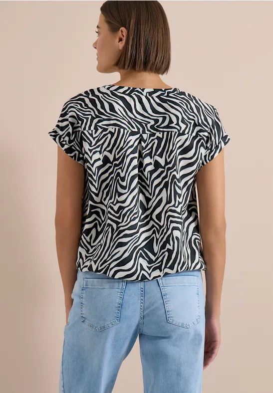 Blouse met gespleten hals en zebraprint - Afbeelding 3