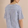 Blouse met halflange mouwen, split in de hals en strepen - Afbeelding 3