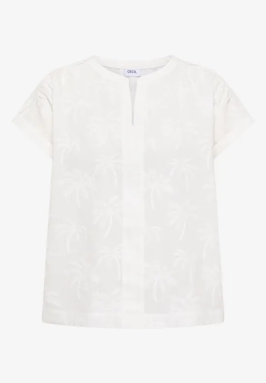 Blouse met hangende schouder en borduursel - Afbeelding 2