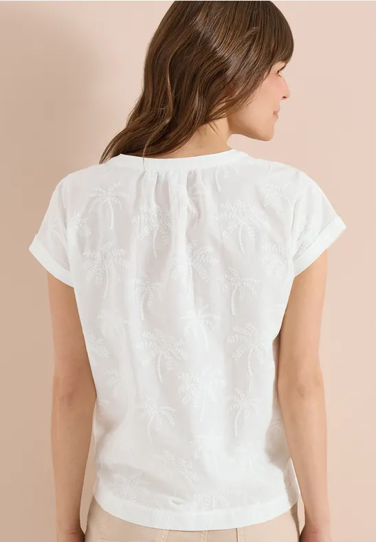 Blouse met hangende schouder en borduursel - Afbeelding 3