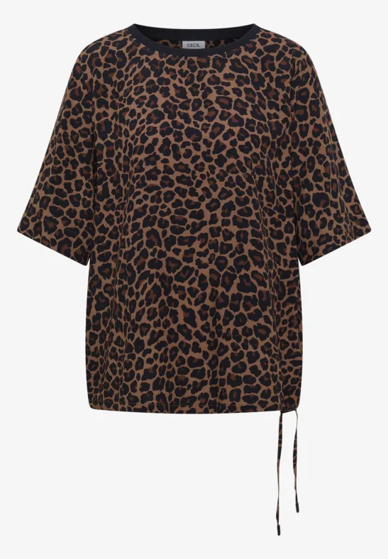 Blouse met korte mouwen en luipaardprint - Afbeelding 2