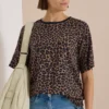 Blouse met korte mouwen en luipaardprint