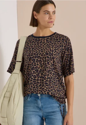 Blouse met korte mouwen en luipaardprint