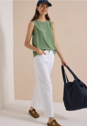 Blouse met ronde hals en geribbelde details