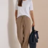 Broek met High Waist en Straight Leg pijpen