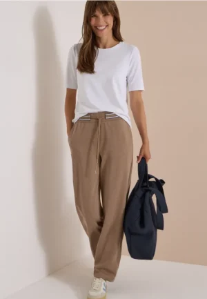 Broek met High Waist en Straight Leg pijpen