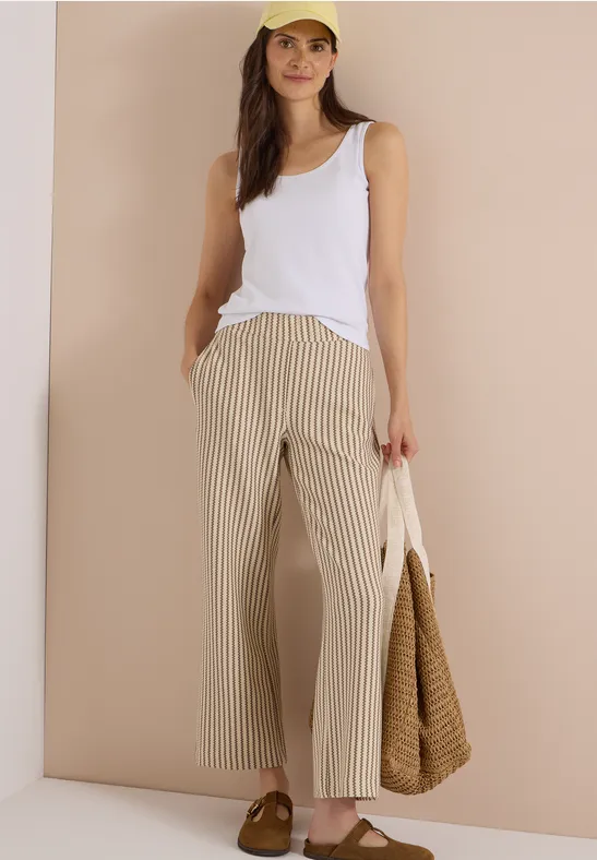 Broek met Wide Leg pijpen in gebreide look