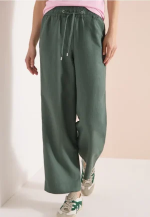 Broek met wijde pijpen in Loose Fit van linnenmix