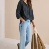 Carmen-blouse met halflange mouwen en bandjes