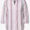 Gestreepte blouse met gespleten hals - Afbeelding 2