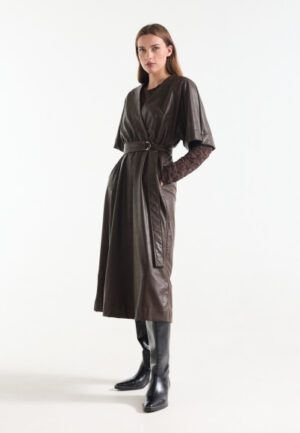 Jansen Amsterdam - Bruin | Dames | Jurk | Bruin | 46 | regular | Kamst mode
