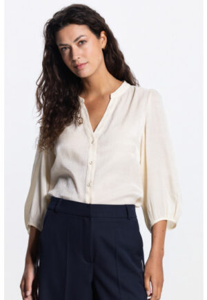 Jansen Amsterdam - Cream | Dames | Blouse | Cream | 44 | regular | Kamst mode