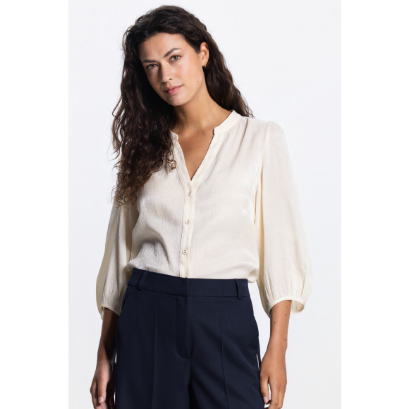 Jansen Amsterdam - Cream | Dames | Blouse | Cream | 44 | regular | Kamst mode