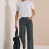Jeans met High Waist en Wide Leg pijpen met luipaardprint