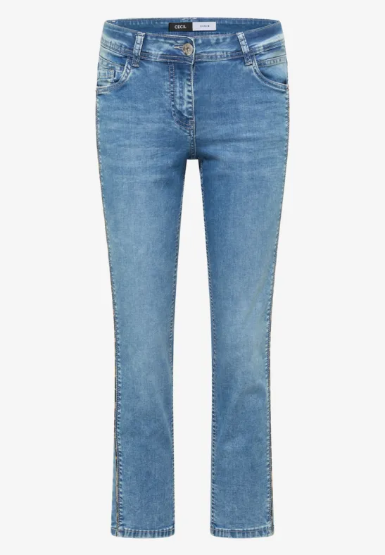 Jeans met Straight Leg pijpen en luipaardprint-piping - Afbeelding 2