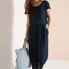 Jumpsuit met straight leg en structuur