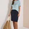 Kniehoge rok met elastische tailleband