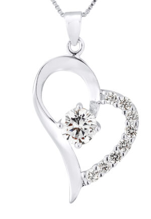 Hart hanger zirkonium zilver oxiden 925 wordt geleverd met ketting aangeboden