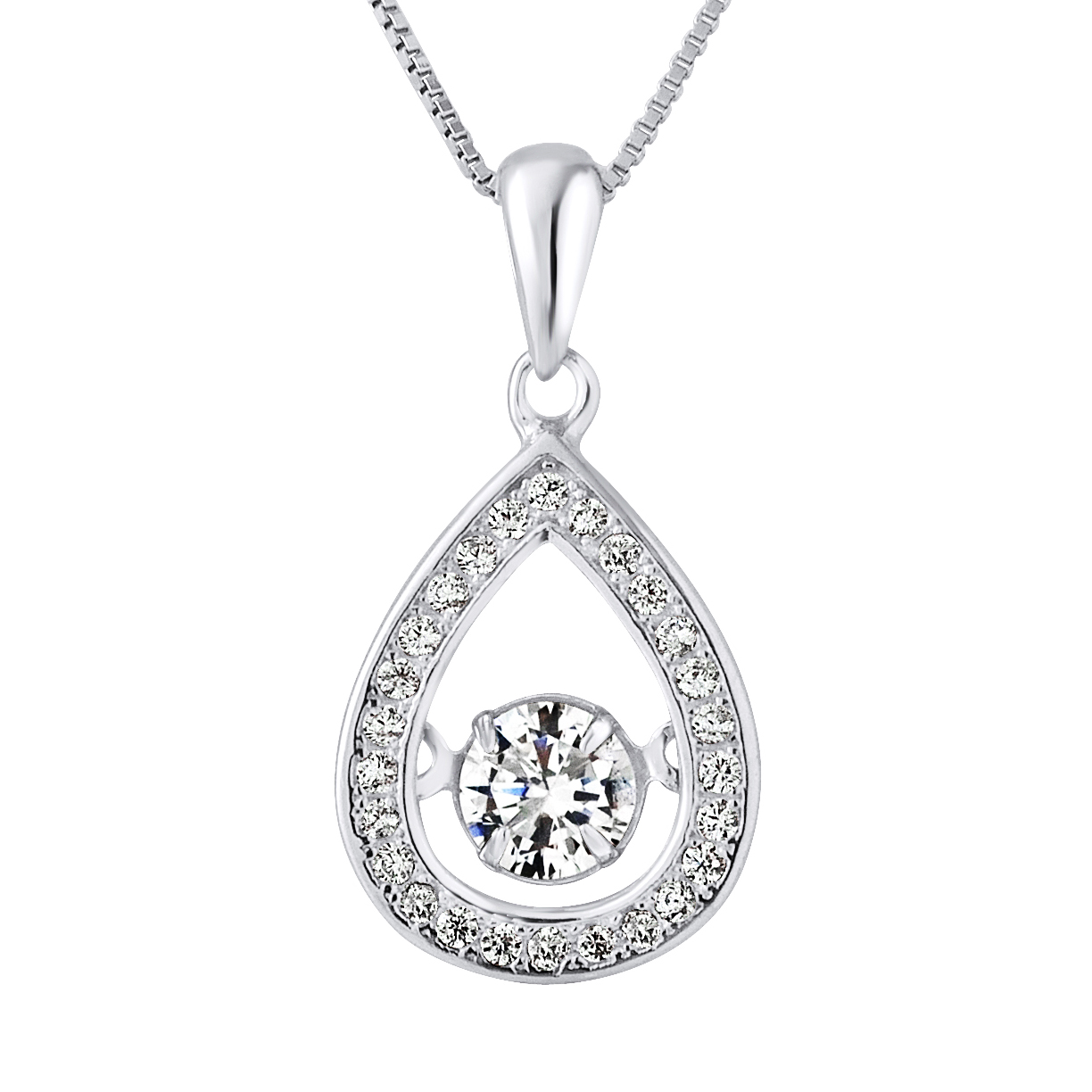 Drop Solitaire Hanger Zirkonium 925 Zirkoniumoxiden geleverd met aangeboden ketting