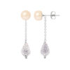 Hangers van roze cultuur kralen 6-7 mm Crystal White Silver 925 - Pure Crystal