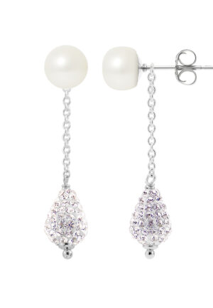 Hangers van oorbellen witte cultuur kralen 6-7 mm Crystal White Silver 925 - Pure Crystal