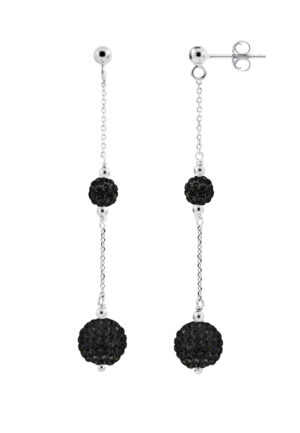 Duo Oorbellen Crystal Black Silver 925 - Pure Crystal