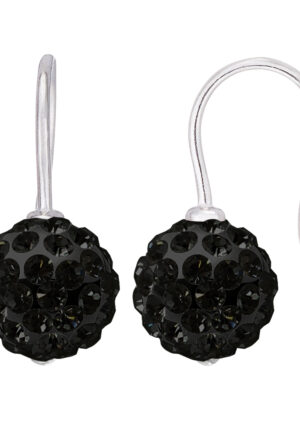 Black Crystal Sphere Hooks 8mm Silver 925 - Pure Crystal
