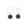 Créoles bol wit kristal zwart 10 mm zilver 925 - puur kristal