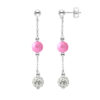 Hangers van oorbellen Fuschia Cultuur Kralen en Crystal White Silver 925 - Pure Crystal