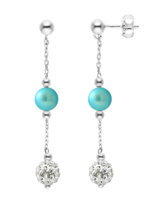 Turquoise cultuur kralen hangers en kristal wit 925 - puur kristal