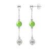 Oor hangers groene cultuur kralen en kristal wit 925 zilver - puur kristal