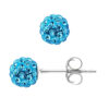 Blauwe kristallen bol nagels 6 mm zilver 925 - puur kristal
