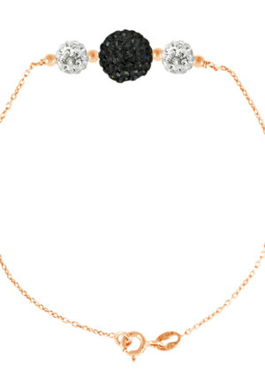 Trilogie armband kristal preciosa wit en zwart zilver 925 roze vergulde