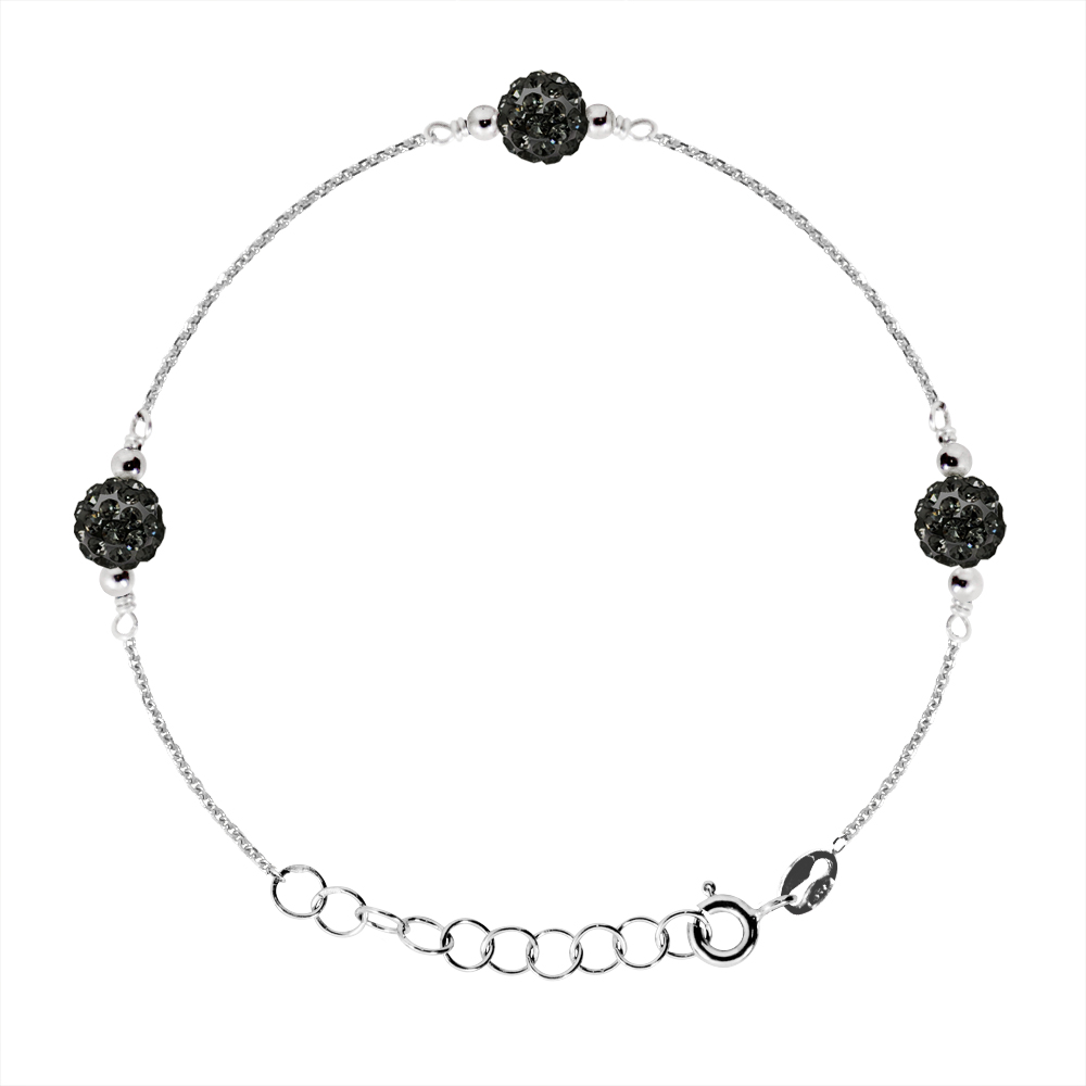 Crystal Trio Armband Preciosa Black Silver 925