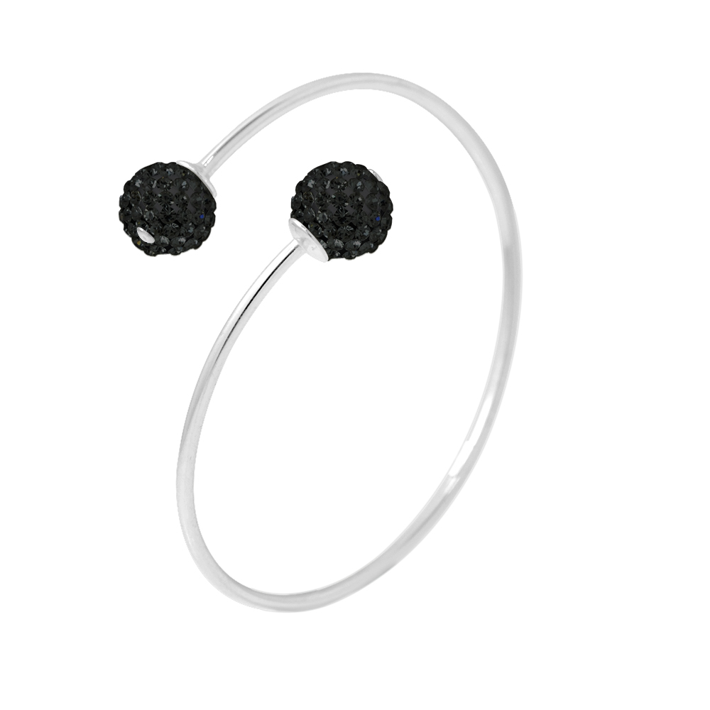 Armband u en mij Crystal Preciosa Black Semi Rigid Silver 925