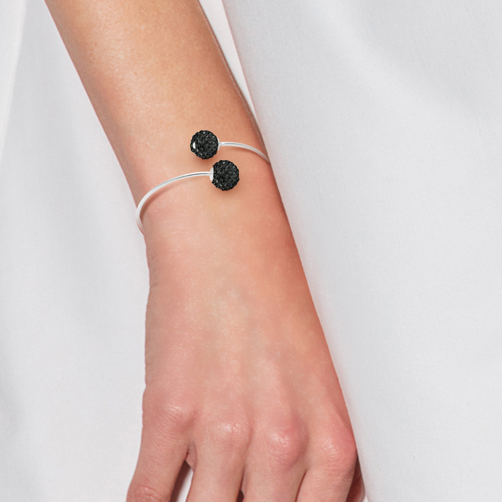 Armband u en mij Crystal Preciosa Black Semi Rigid Silver 925 - Afbeelding 2