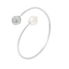 Armband u en mij witte cultuur parel en kristal preciosa wit semi rigide zilver 925