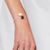 Armband u en mij witte cultuur parel en kristal preciosa wit semi rigide zilver 925 - Afbeelding 2