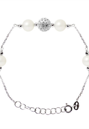 Forsçasseketen Armband en wit zoet water zilver zoetwaterparels 925