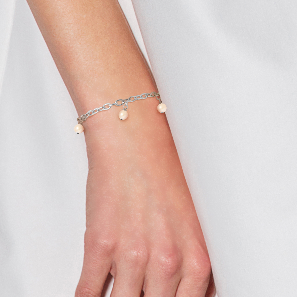 Braloque armband zoetwater water gewas parels zilver 925 - Afbeelding 2
