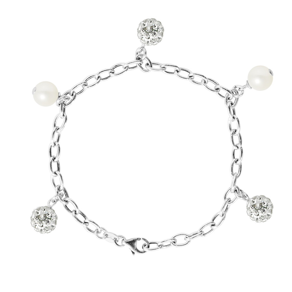 Breloque armband zwarte cultuurcultuur kralen en kristallen preciosa zilver 925
