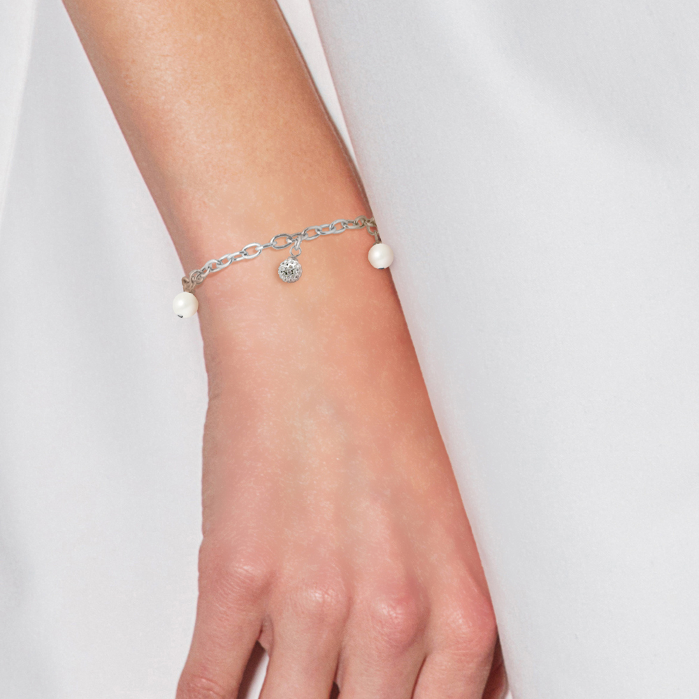 Breloque armband zwarte cultuurcultuur kralen en kristallen preciosa zilver 925 - Afbeelding 2