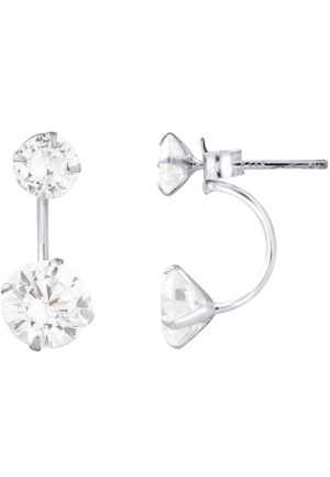 Duo oorbellen, zirkoniumoxiden en 925 zilver - Brilliance