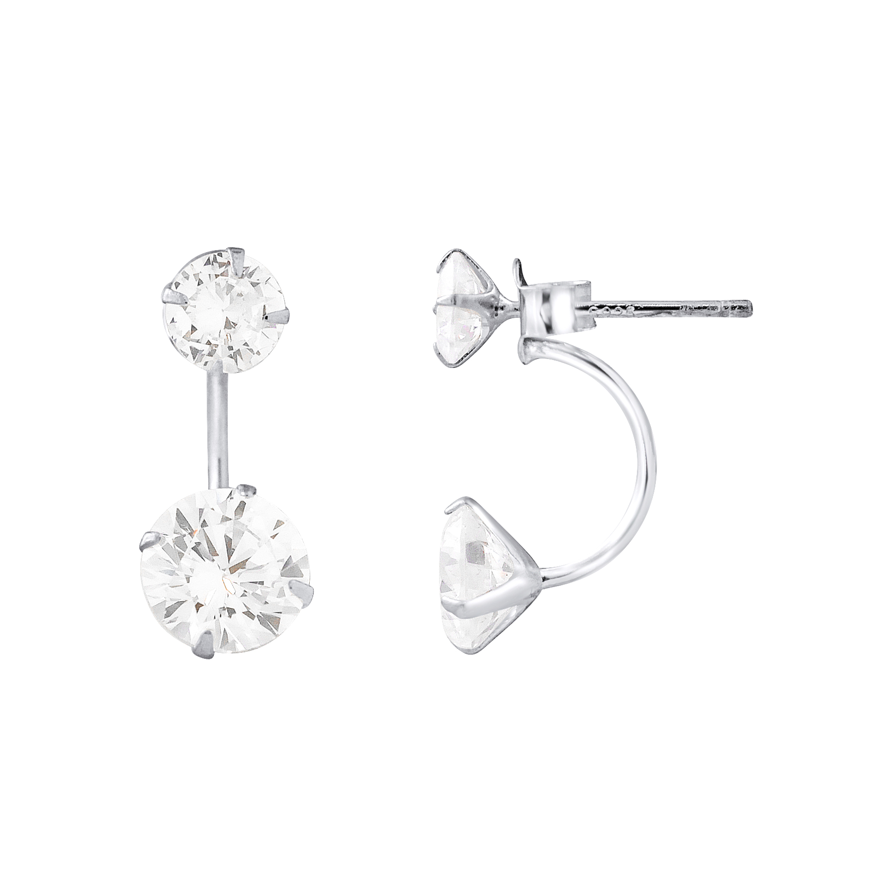 Duo oorbellen, zirkoniumoxiden en 925 zilver - Brilliance