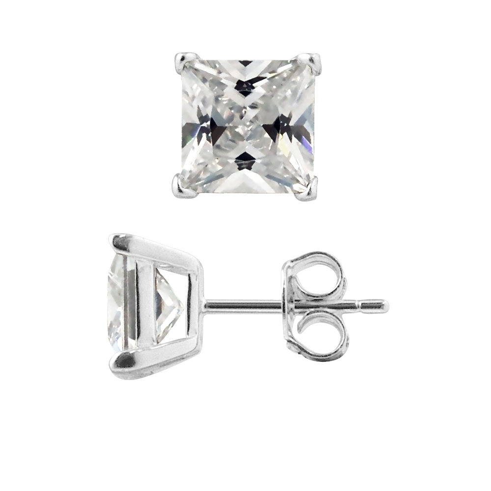 Ear Fleas Square Zirkoniumoxiden 7 mm 4 Klauwen Zilver 925 - Envy 7